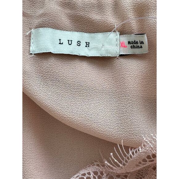 New ~ LUSH ~ Ballet Pink Lace Trim V-neck Chiffon Camisole Size XL - Picture 4 of 6